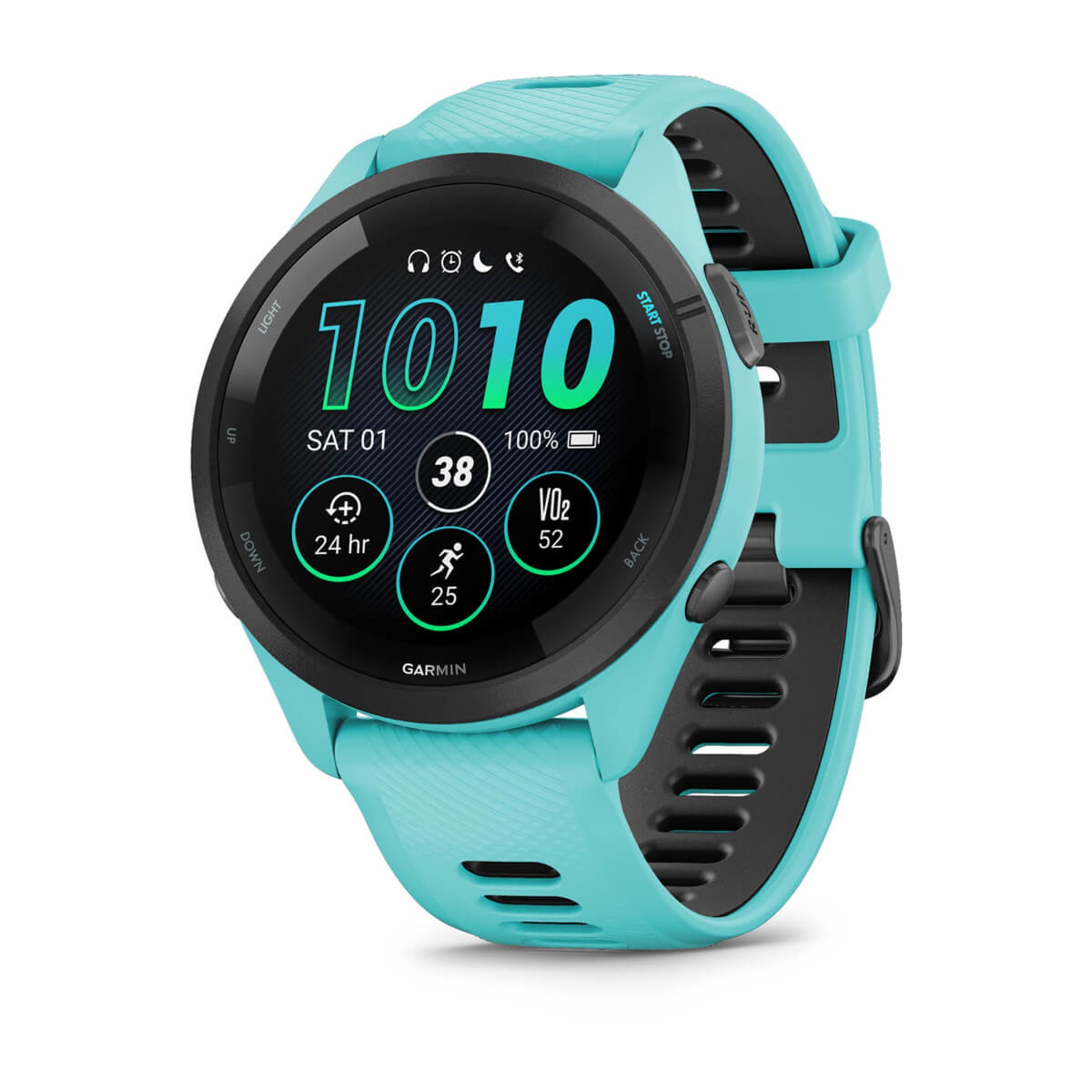 Forerunner 265S - Black Bezel With Aqua Case And Aqua/Black Silicone Band
