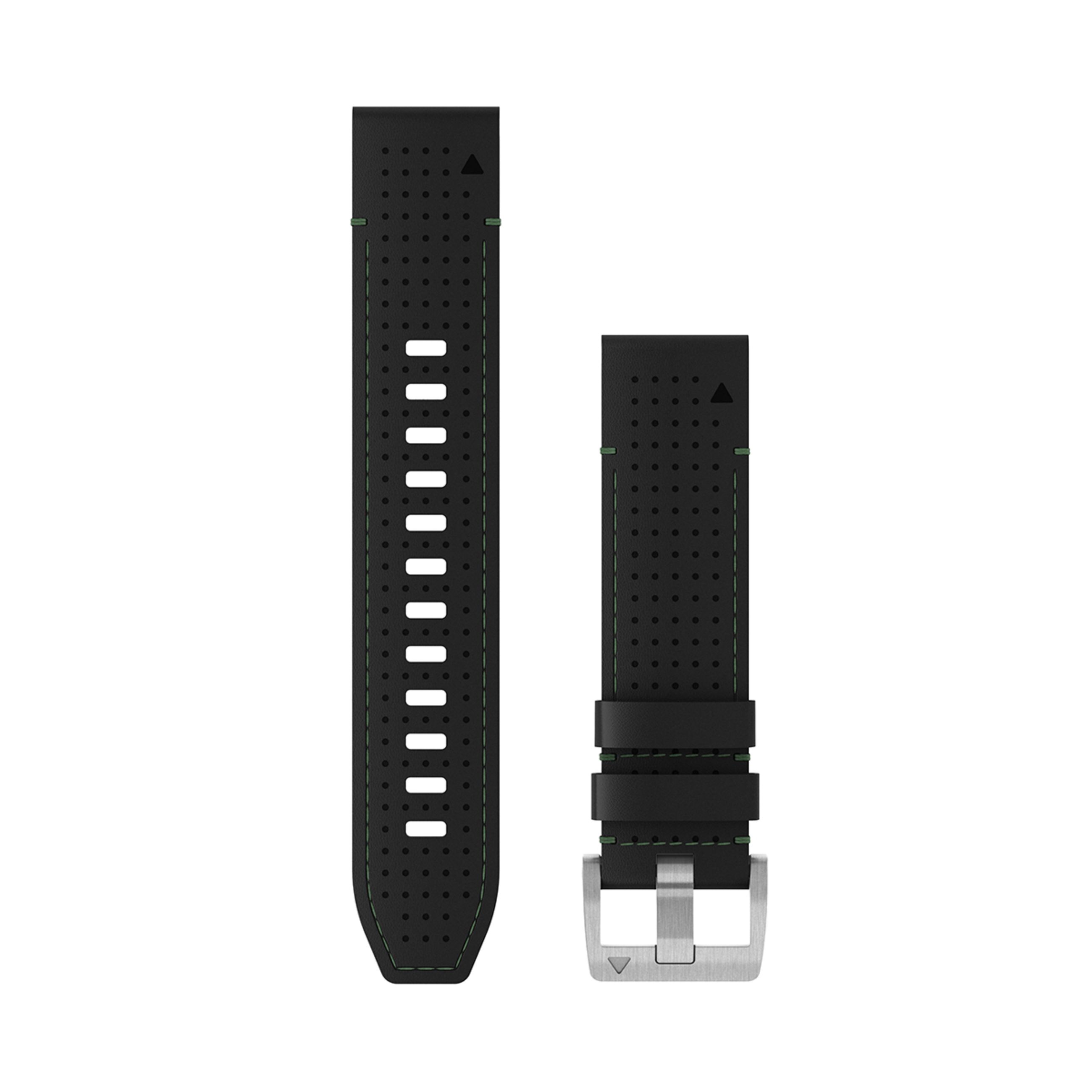Quickfit 22 Watch Straps - Leather/Fkm Hybrid Strap, Black/Green
