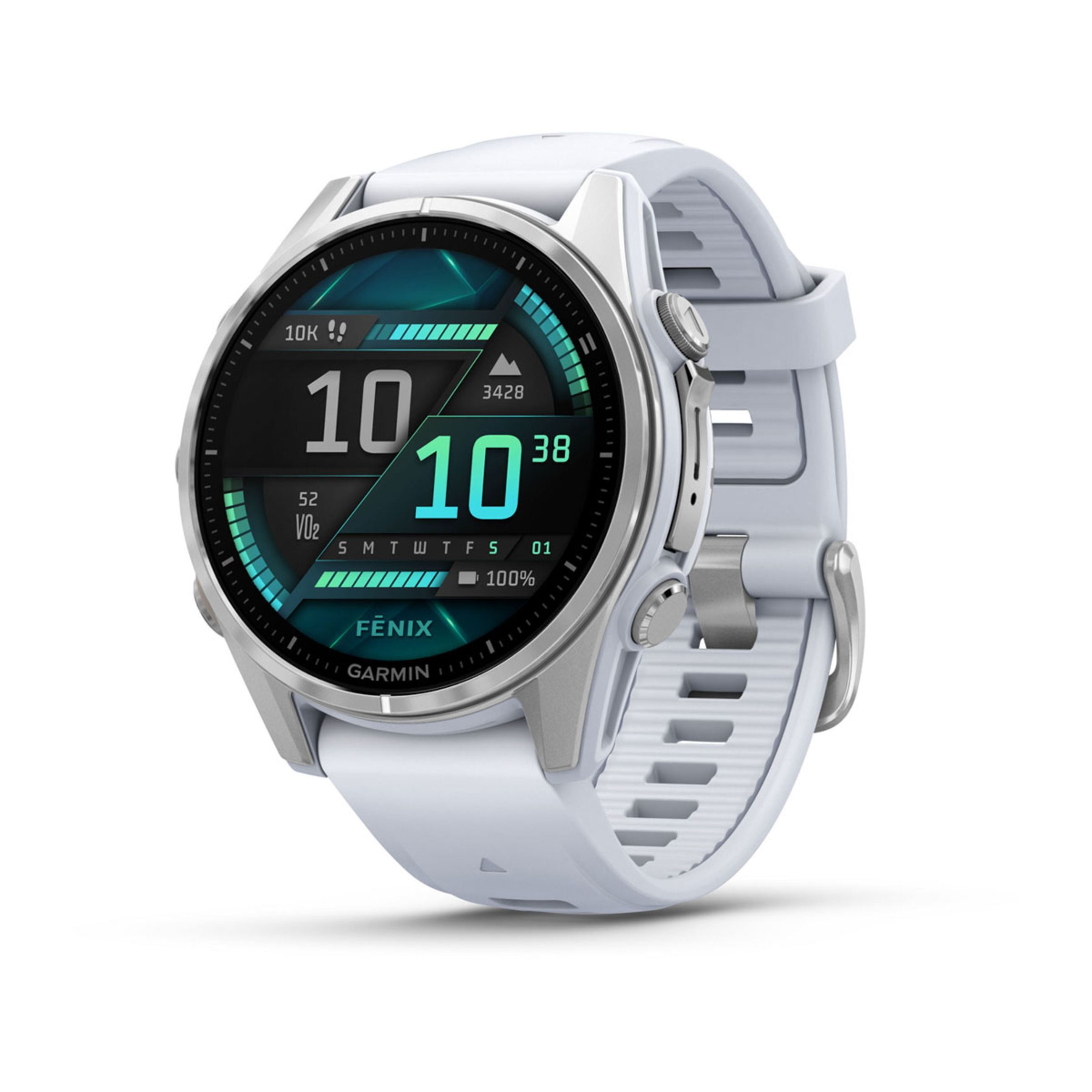 FēNix 8 – 43 Mm, Amoled - Silver With Whitestone Silicone Band